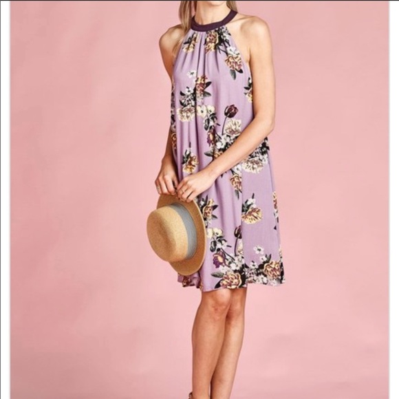 Veronica- purple floral cage back dress - Picture 6 of 8